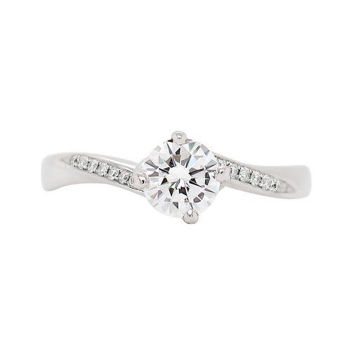 GIA F VS1 0.55ct Round Brilliant Cut Diamond Platinum Twist Engagement Ring