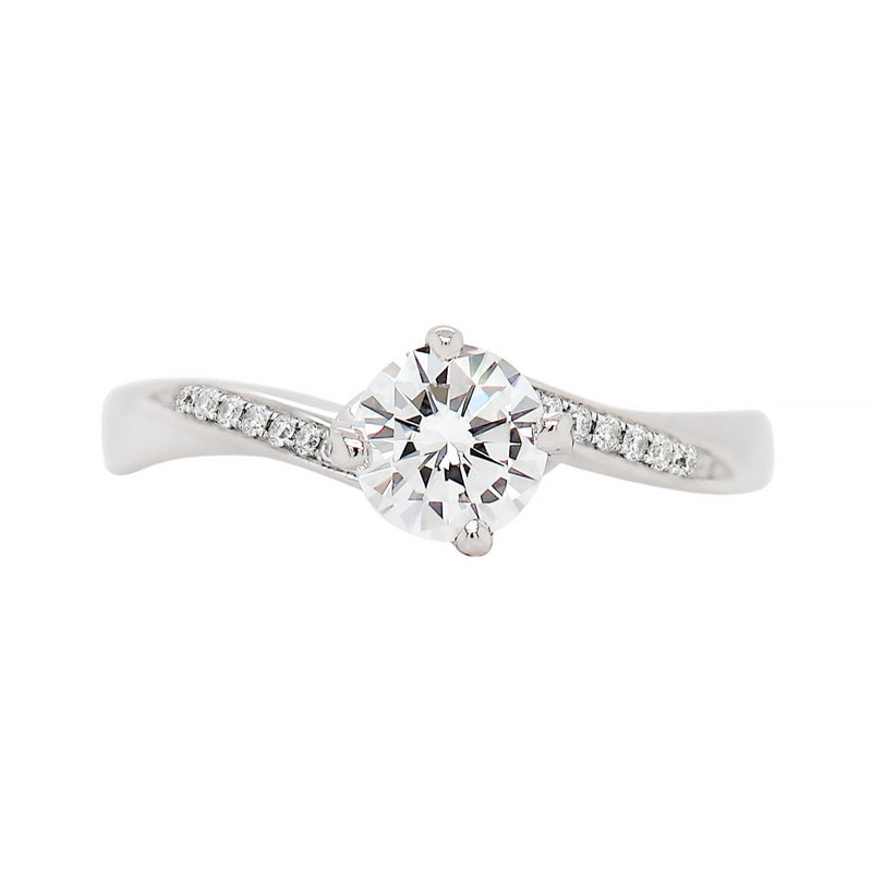 GIA F VS1 0.55ct Round Brilliant Cut Diamond Platinum Twist Engagement Ring