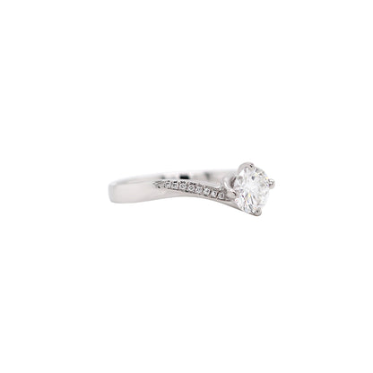 GIA F VS1 0.55ct Round Brilliant Cut Diamond Platinum Twist Engagement Ring - Tobi Gem Setting