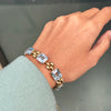 Vintage Paste and 15 Carat Yellow Gold Retro Link Bracelet, circa 1950s