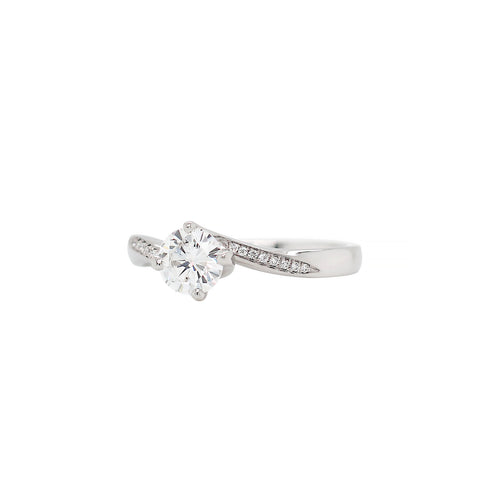 GIA F VS1 0.55ct Round Brilliant Cut Diamond Platinum Twist Engagement Ring