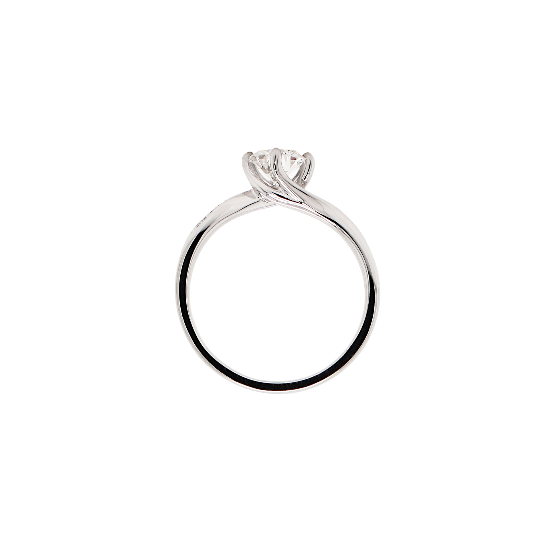 GIA F VS1 0.55ct Round Brilliant Cut Diamond Platinum Twist Engagement Ring - Tobi Gem Setting