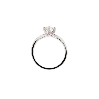 GIA F VS1 0.55ct Round Brilliant Cut Diamond Platinum Twist Engagement Ring - Tobi Gem Setting