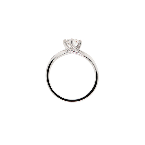GIA F VS1 0.55ct Round Brilliant Cut Diamond Platinum Twist Engagement Ring