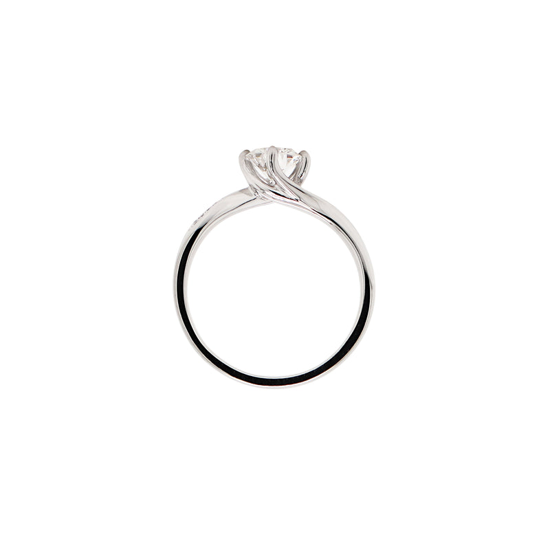 GIA F VS1 0.55ct Round Brilliant Cut Diamond Platinum Twist Engagement Ring