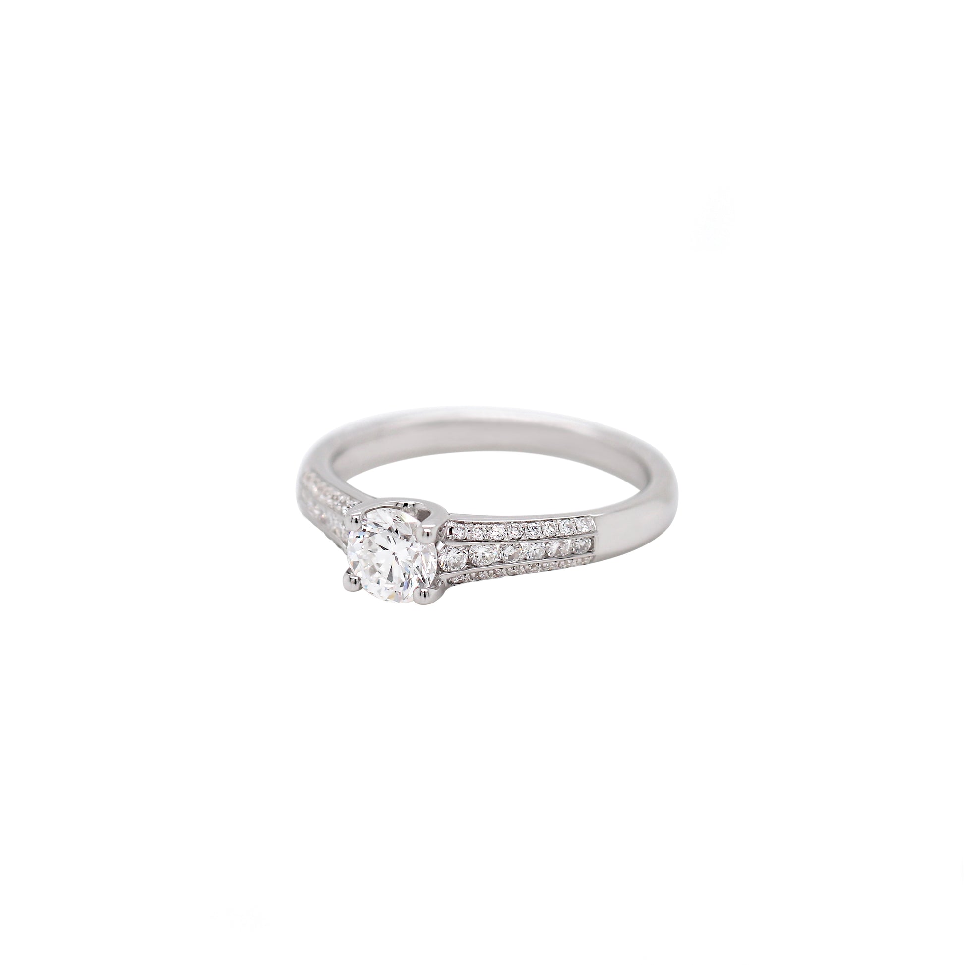 0.57ct Round Brilliant Cut Diamond 18 Carat White Gold Engagement Ring - Tobi Gem Setting