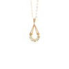 Vintage Emerald and Diamond 9 Carat Yellow Gold Open Work Drop Pendant and Chain