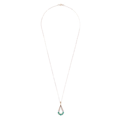 Vintage Emerald and Diamond 9 Carat Yellow Gold Open Work Drop Pendant and Chain