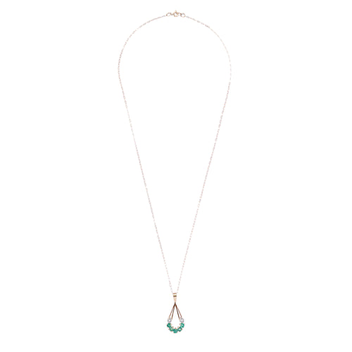 Vintage Emerald and Diamond 9 Carat Yellow Gold Open Work Drop Pendant and Chain