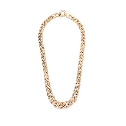 UnoAErre 9 Carat Yellow Gold Graduated Chunky Hollow Curb Link Chain, Italy