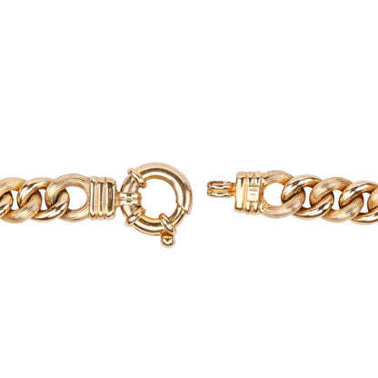 UnoAErre 9 Carat Yellow Gold Graduated Chunky Hollow Curb Link Chain, Italy