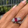 1.04ct Ruby and Diamond 18 Carat White Gold Twisted Dress Ring