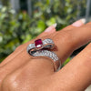 1.04ct Ruby and Diamond 18 Carat White Gold Twisted Dress Ring