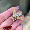 Diamond and Ruby 14 Carat White and Yellow Gold Bee Brooch