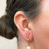 Freshwater Pearl and Diamond 18 Carat Yellow Gold Drop Earrings