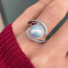 Pearl and Diamond 18 Carat White Gold Crossover Cocktail Ring
