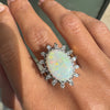 Vintage Oval Opal and Diamond 18 Carat Yellow and White Gold Cluster Dress Ring