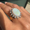 Vintage Oval Opal and Diamond 18 Carat Yellow and White Gold Cluster Dress Ring