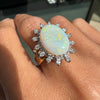 Vintage Oval Opal and Diamond 18 Carat Yellow and White Gold Cluster Dress Ring