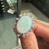 Vintage Oval Opal and Diamond 18 Carat Yellow and White Gold Cluster Dress Ring