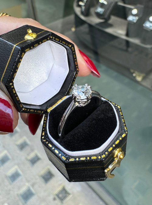 0.91ct Victorian Old European Cut Diamond and Platinum Solitaire Engagement Ring