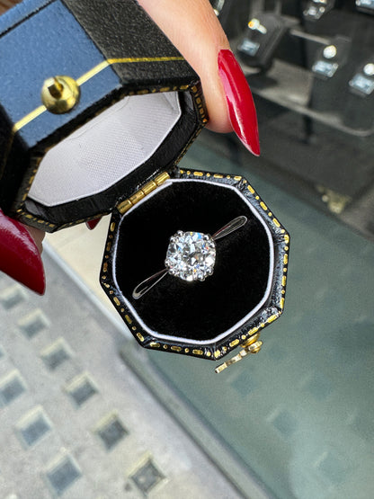 0.91 Carat Victorian Old European Cut Diamond and Platinum Solitaire Engagement Ring