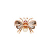 Art Deco Diamond, Ruby and Freshwater Pearl Insect Brooch in 15K Gold, c.1930's