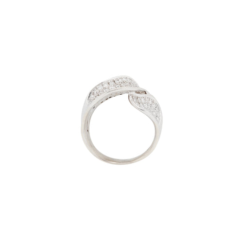 Diamond and 18 Carat White Gold Wave Cluster Dress Ring