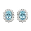 1.98 Carat Aquamarine and Diamond 18 Carat White Gold Cluster Stud Earrings