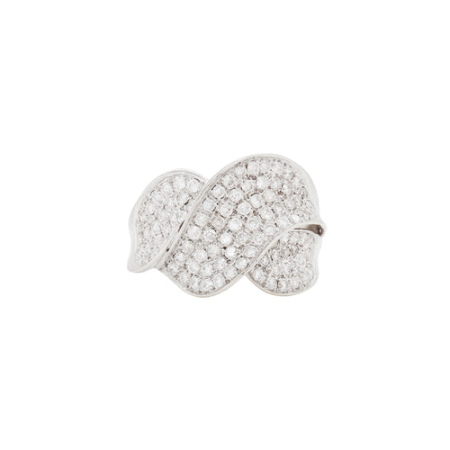 Diamond and 18 Carat White Gold Wave Cluster Dress Ring