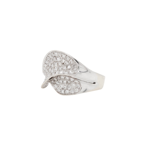 Diamond and 18 Carat White Gold Wave Cluster Dress Ring