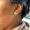 18 Carat Yellow and White Gold Diamond Floral Cluster Stud Earrings