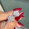 18 Carat Yellow and White Gold Diamond Floral Cluster Stud Earrings