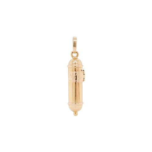 Scroll Mezuzah Charm in Polished 18 Carat Yellow Gold