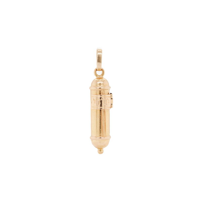 Scroll Mezuzah Charm in Polished 18 Carat Yellow Gold