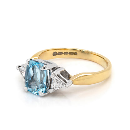 1.48 Carat Aquamarine and Diamond 18ct Gold Engagement Ring