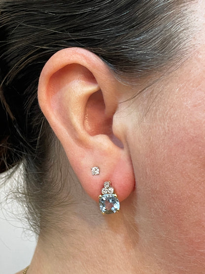 4.04 Carat Cushion Shape Aquamarine and Diamond 18ct Gold Stud Earrings