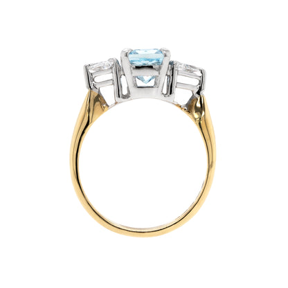 1.48 Carat Aquamarine and Diamond 18ct Gold Engagement Ring