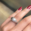 Fabergé 'Treillage' Brushed 18K White Gold and Diamond Quilted Dome Ring