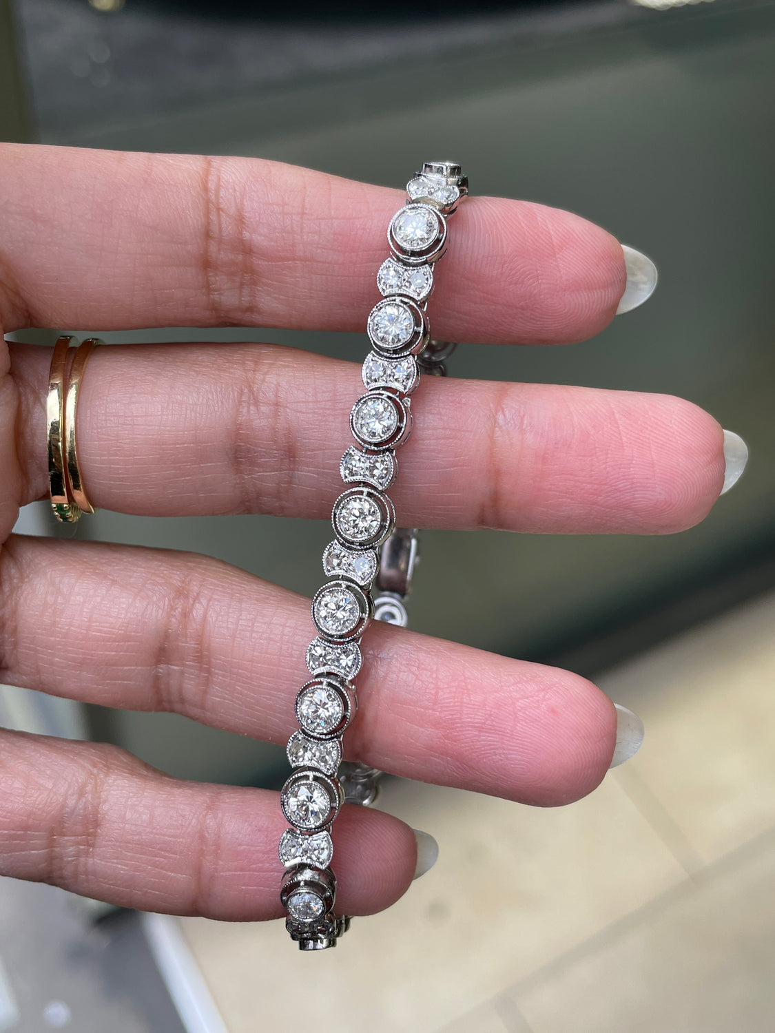 Vintage Platinum Diamond Bracelet Art Deco Style Made in the Fifties, -  Ruby Lane