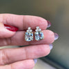 4.04 Carat Cushion Shape Aquamarine and Diamond 18ct Gold Stud Earrings