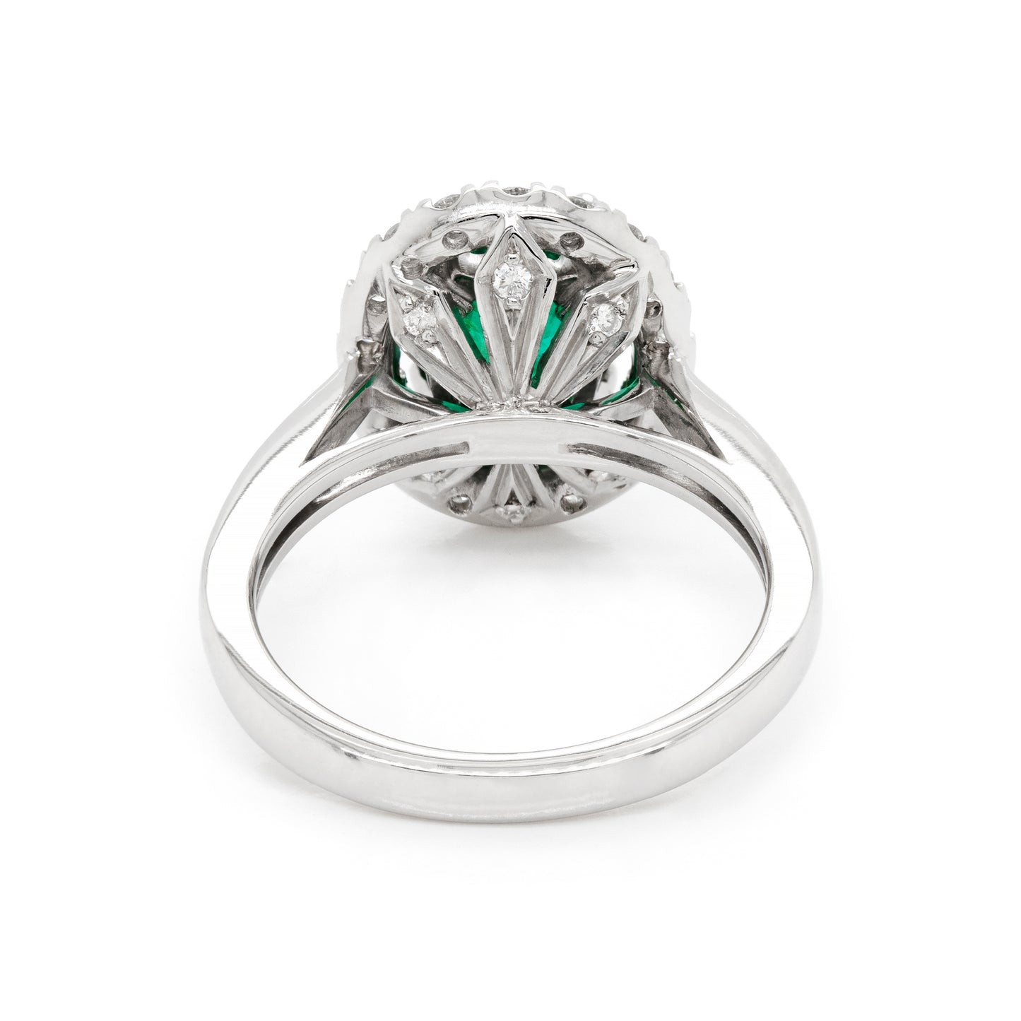 1.83 Carat Emerald and Diamond Platinum Cluster Engagement Ring