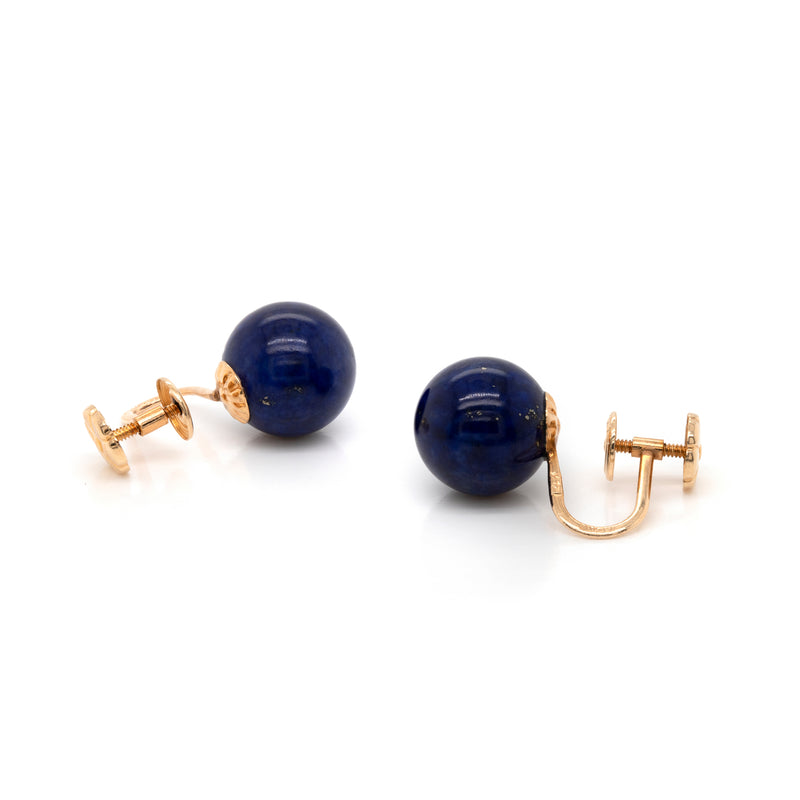 c.1970's Tiffany&Co. Onyx, Tiger Eye, Carnelian & Lapis Lazuli 14K Gold Earrings