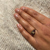 Antique  Victorian Garnet and Seed Pearl 15ct Yellow Gold Engraved Dress Ring