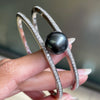 Autore Black South Sea Pearl and Diamond 18 Carat White Gold Two-Row Bangle