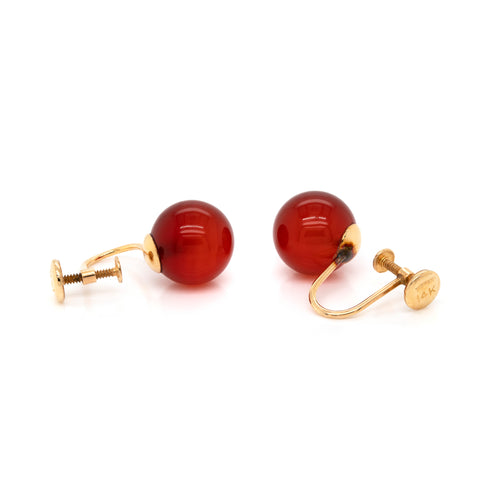 c.1970's Tiffany&Co. Onyx, Tiger Eye, Carnelian & Lapis Lazuli 14K Gold Earrings