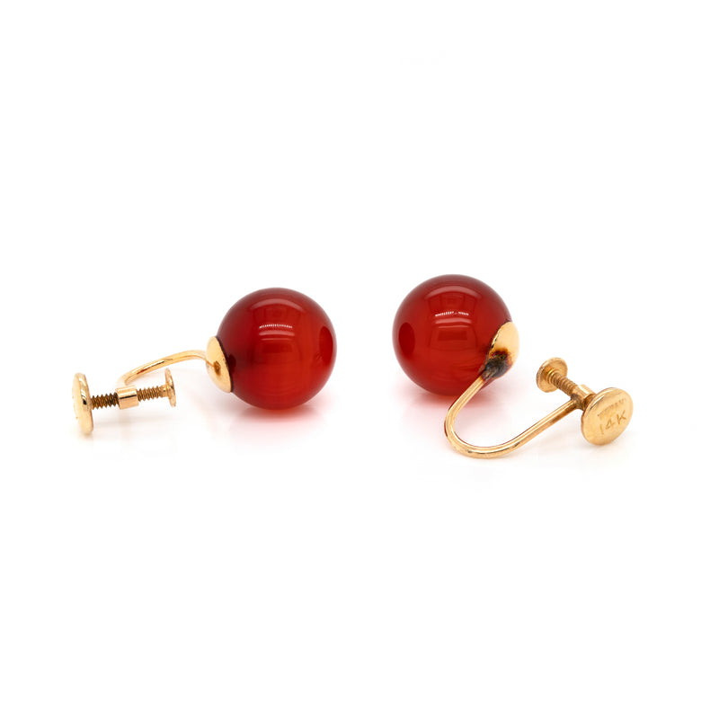 c.1970's Tiffany&Co. Onyx, Tiger Eye, Carnelian & Lapis Lazuli 14K Gold Earrings