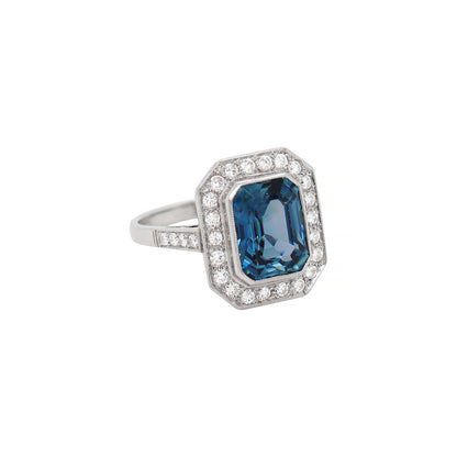 5.12 Carat Natural Unheated Sapphire and Diamond Platinum Ring