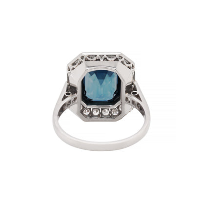 5.12 Carat Natural Unheated Sapphire and Diamond Platinum Ring