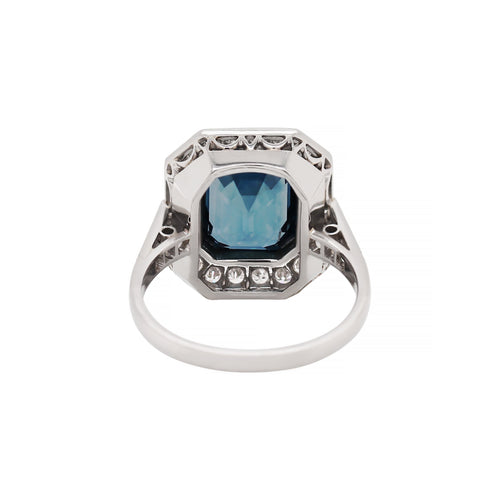 5.12 Carat Natural Unheated Sapphire and Diamond Platinum Ring